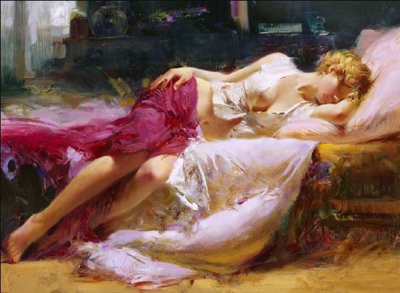 Pino Daeni Dreaming in Color: Giclée on Canvas and Embellished Editions Size: 28" x 38″