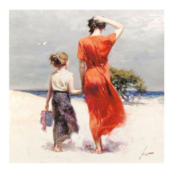 Pino Daeni - Afternoon Stroll: Giclée on Canvas and Embellished Edition Size:  32