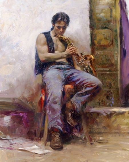 Pino Daeni Music Lover Giclée on Canvas and Embellished Editions Size: 30 x 24