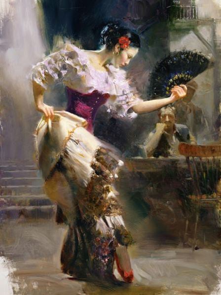 Pino Daeni - The Dancer: Giclée on Canvas and Embellished Editions - Size 32" x 24"