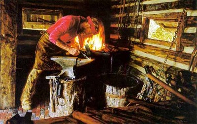 The Frontier Blacksmith- Signed By The Artist								 – Paper Lithograph
								 – Limited Edition
								 – 56 A/P
								 – 
								24 1/2 x 35 1/4