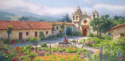 Little Old Mission By The Sea, Circa 1940- Signed By The Artist								 – Canvas Giclee
								 – Limited Edition
								 – 75 S/N
								 – 
								14 x 28