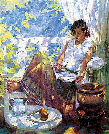 Reading On The Veranda- Signed By The Artist								 – Canvas Giclee
								 – Limited Edition
								 – 95 S/N
								 – 
								36 x 30