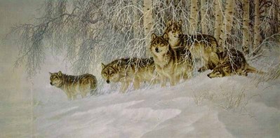 Winter’s Lace – Gray Wolves- Signed By The Artist								 – Paper Lithograph
								 – Limited Edition
								 – 950 S/N
								 – 
								16 1/4 x 32 1/2