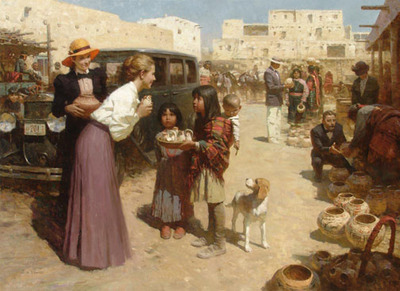 Pueblo Street Market, 1920’s- Signed By The Artist								 – Canvas Giclee
								 – Limited Edition
								 – A/P
								 – 
								36 x 50