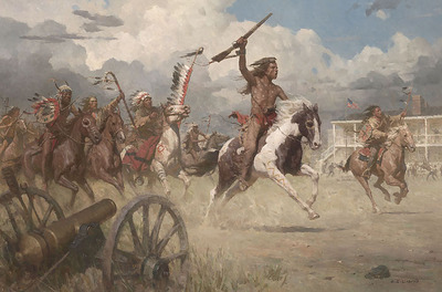 The Charge Of Crazy Horse On Fort Laramie, 1864- Signed By The Artist								 – Canvas Giclee
								 – Limited Edition
								 – 25 S/N
								 – 
								19 x 29