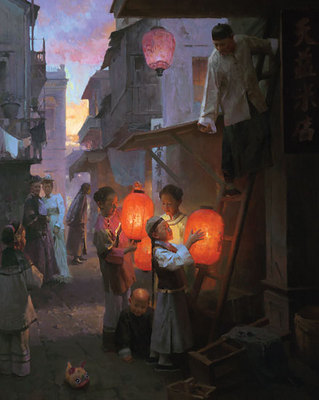 Preparing For The Festival, San Francisco, 1904- Signed By The Artist								 – Canvas Giclee
								 – Limited Edition
								 – 50 S/N
								 – 
								38 x 30