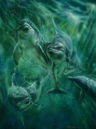 Cool Water – Dolphins- Signed By The Artist								 – Paper Lithograph
								 – Limited Edition
								 – 76 A/P
								 – 
								30 x 22 1/2