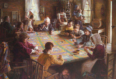 The Quilting Bee, 19th Century Americana- Signed By The Artist								 – Canvas Giclee
								 – Limited Edition
								 – 5 A/P
								 – 
								34 x 50