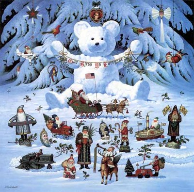 Jingle Bell Teddy And Friends- Signed By The Artist								 – Paper Lithograph
								 – Limited Edition
								 – A/P
								 – 
								19 1/2 x 19