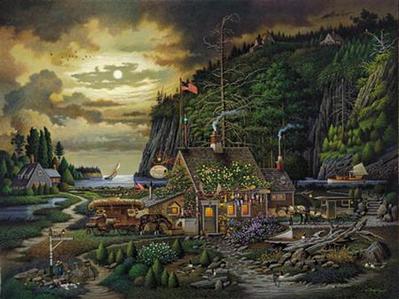 Moonlight And Roses In Olde Maine- Signed By Liz Wysocki								 – Canvas Lithograph
								 – Limited Edition
								 – 300 S/N
								 – 
								22 1/2 x 30								
								 –