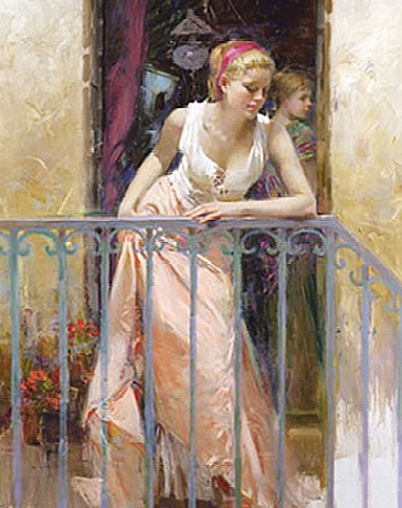 At The Balcony – Signed By The Artist – Giclee On Canvas – Limited Edition