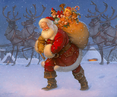 Santa With Reindeer- Canvas Giclee
								 – Open Edition
								 – Fine Art
								 – 
								15 x 18